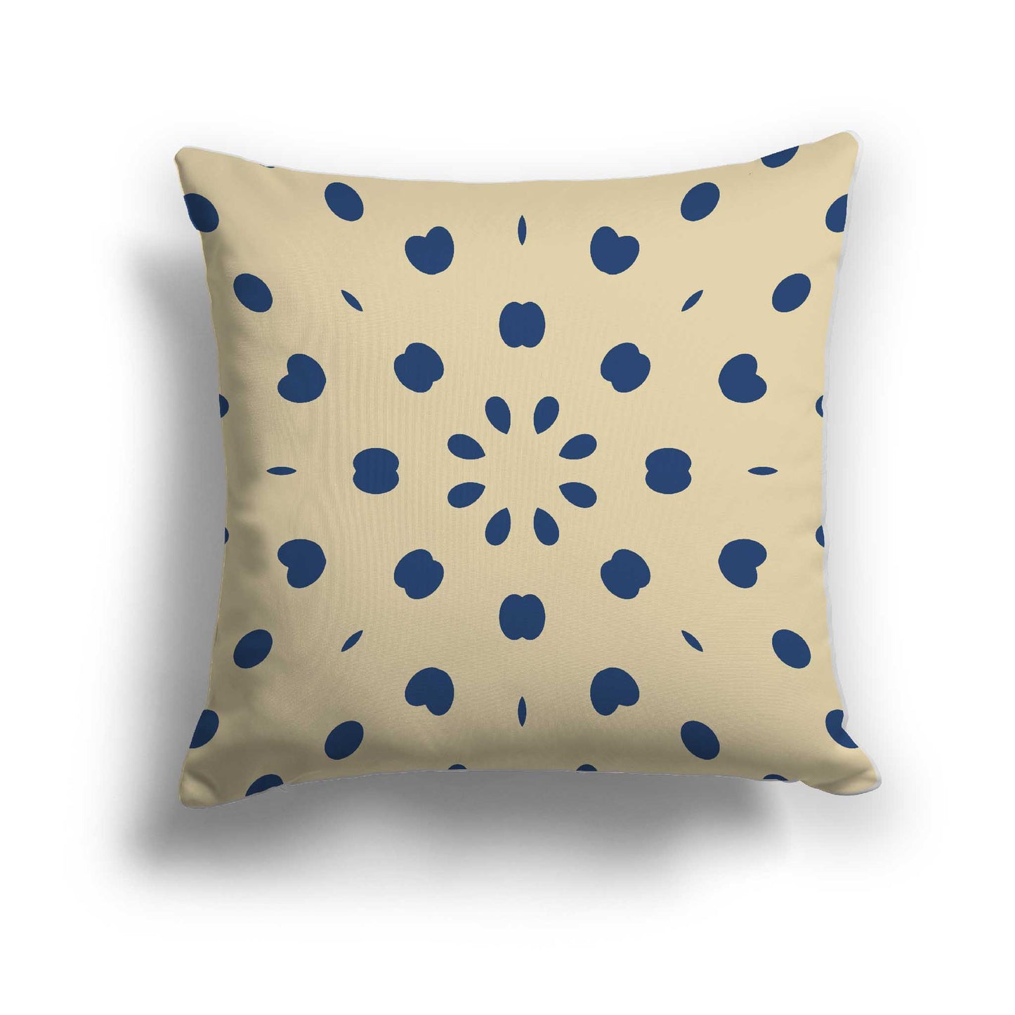 Tan Cotton Canvas Cushion Covers with Royal Blue Burst Pattern on Front, CACU-CC-1294-231, 46 x 46 cm / 18 x 18 inches