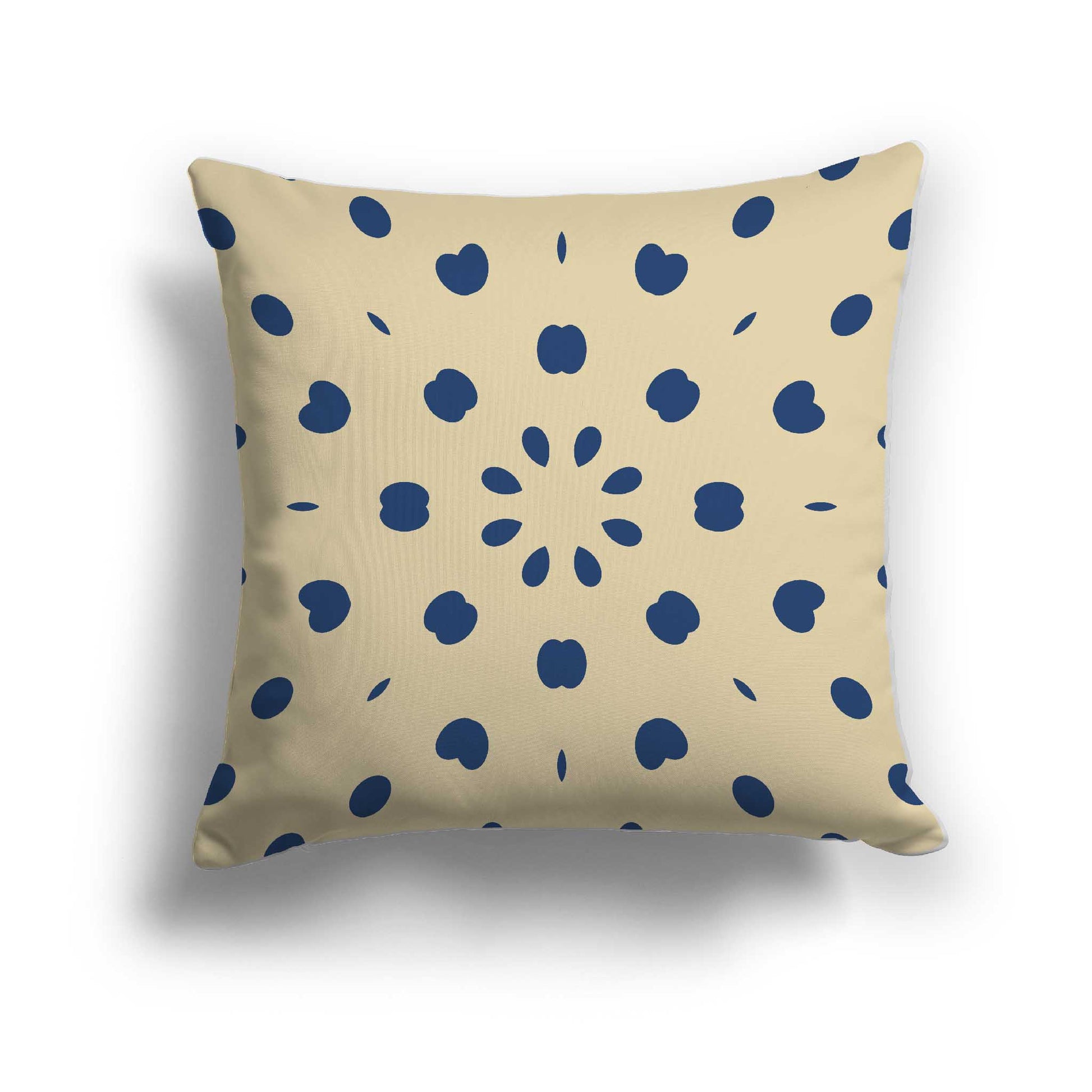 Tan Cotton Canvas Cushion Covers with Royal Blue Burst Pattern on Front, CACU-CC-1294-231, 46 x 46 cm / 18 x 18 inches