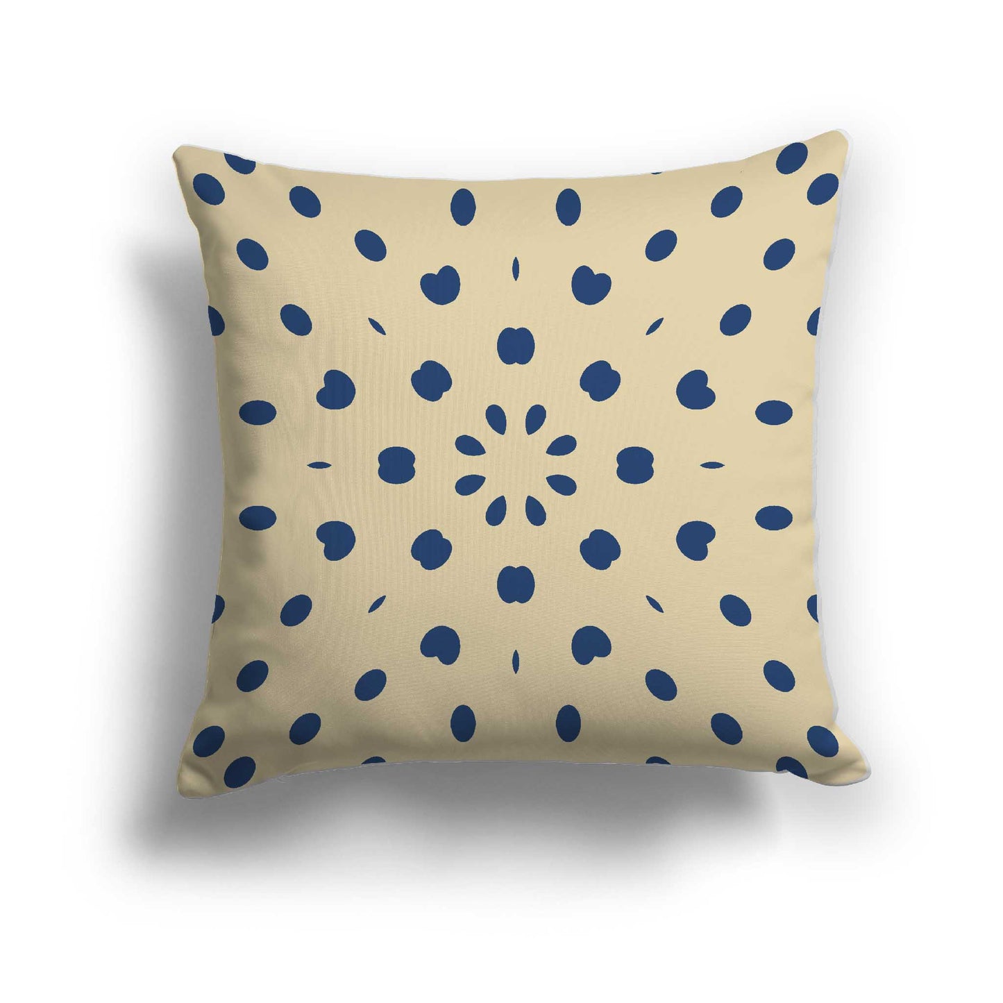 Tan Cotton Canvas Cushion Covers with Royal Blue Burst Pattern on Front, CACU-CC-1294-231, 56 x 56 cm / 22 x 22 inches