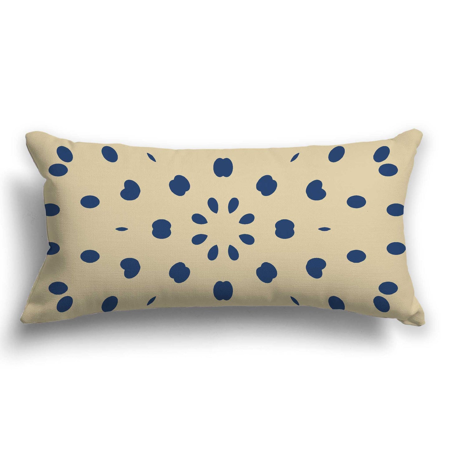 Tan Cotton Canvas Cushion Covers with Royal Blue Burst Pattern on Front, CACU-CC-1294-231, 61 x 30 cm / 24 x 12 inches