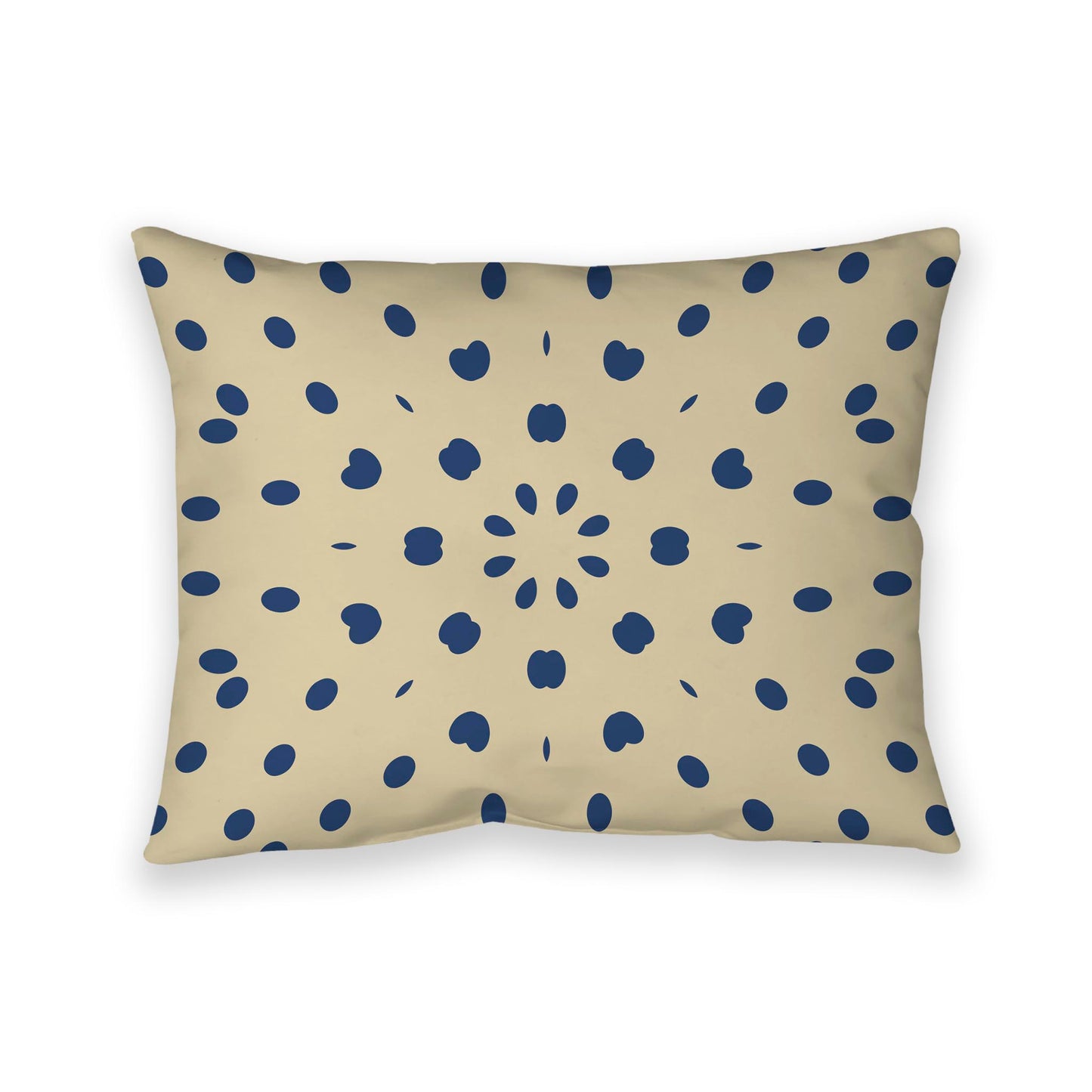 Tan Cotton Canvas Cushion Covers with Royal Blue Burst Pattern on Front, CACU-CC-1294-231, 66 x 51 cm / 26 x 20 inches