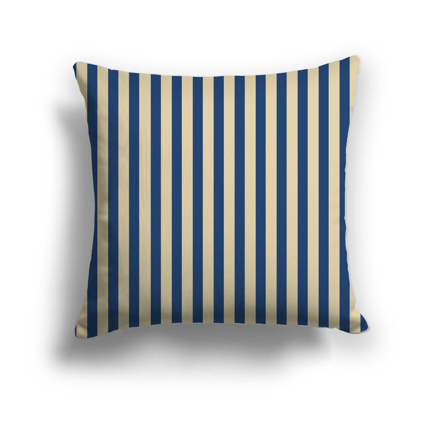 Tan Cotton Canvas Cushion Covers with Thin Royal Blue Bars on Front, CACU-CC-1294-241, 46 x 46 cm / 18 x 18 inches