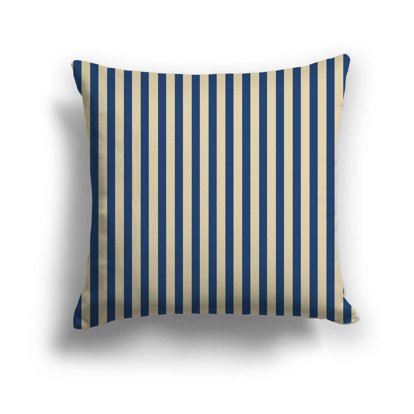 Tan Cotton Canvas Cushion Covers with Thin Royal Blue Bars on Front, CACU-CC-1294-241, 56 x 56 cm / 22 x 22 inches