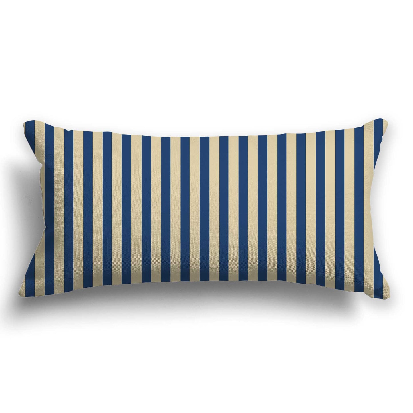Tan Cotton Canvas Cushion Covers with Thin Royal Blue Bars on Front, CACU-CC-1294-241, 61 x 30 cm / 24 x 12 inches