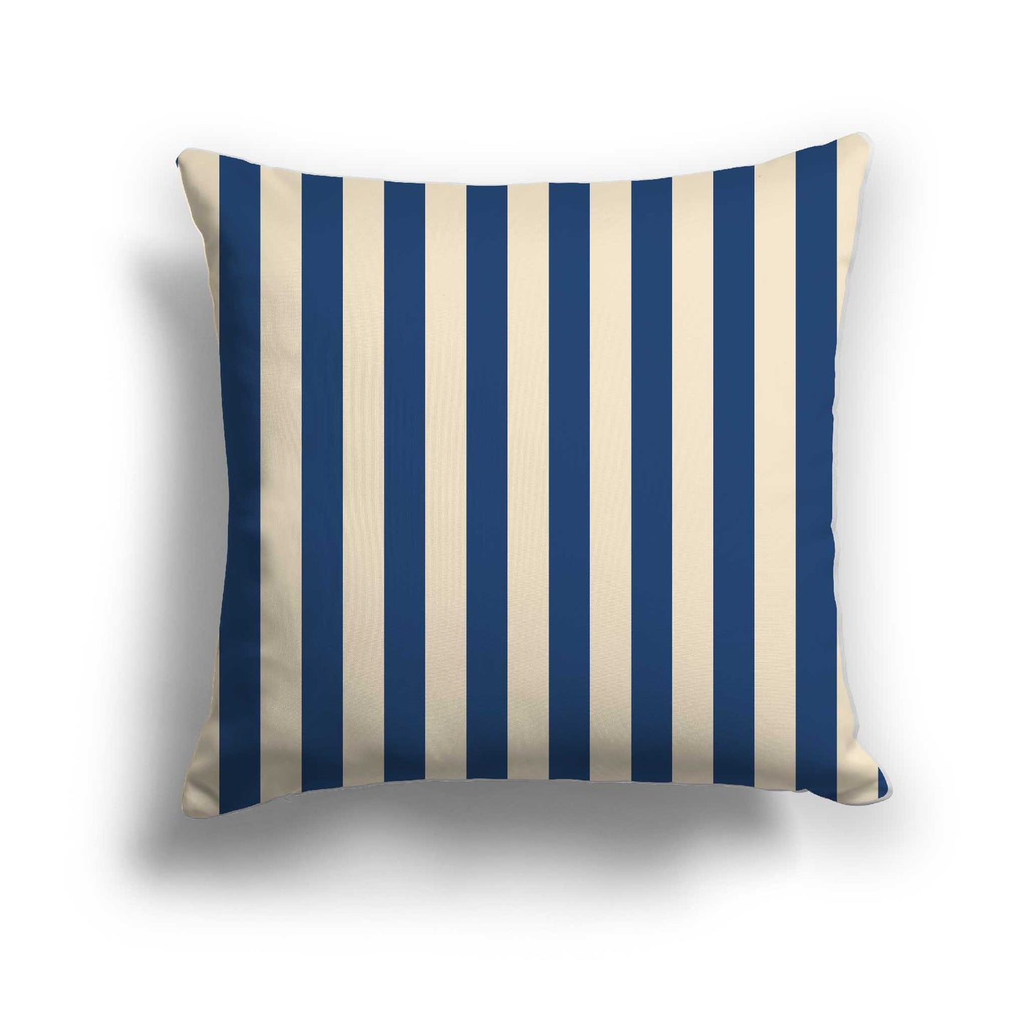 Beige Cotton Canvas Cushion Covers with Royal Blue Bars on Front, CACU-CC-1295-051, 46 x 46 cm / 18 x 18 inches