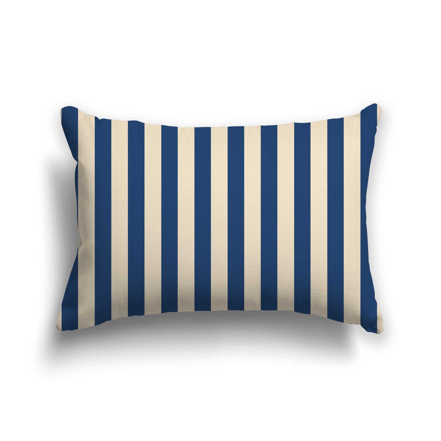 Beige Cotton Canvas Cushion Covers with Royal Blue Bars on Front, CACU-CC-1295-051, 51 x 36 cm / 20 x 14 inches