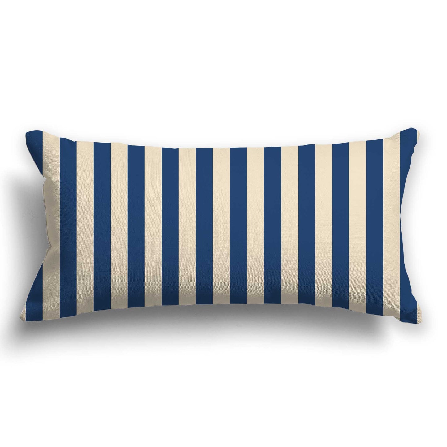 Beige Cotton Canvas Cushion Covers with Royal Blue Bars on Front, CACU-CC-1295-051, 61 x 30 cm / 24 x 12 inches