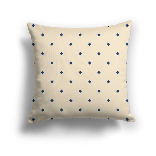 Beige Cotton Canvas Cushion Covers with Royal Blue Diamonds on Front, CACU-CC-1295-101, 46 x 46 cm / 18 x 18 inches