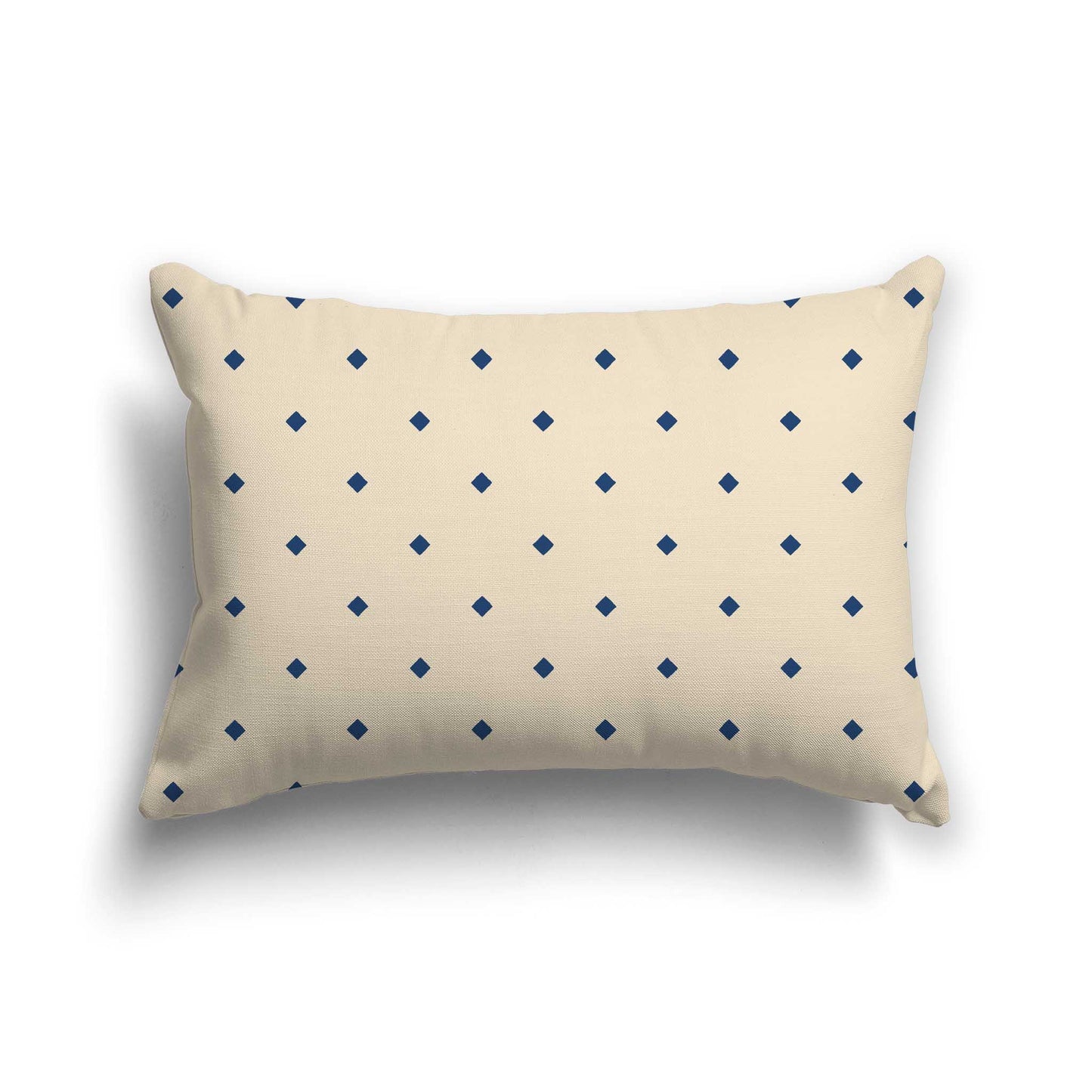 Beige Cotton Canvas Cushion Covers with Royal Blue Diamonds on Front, CACU-CC-1295-101, 51 x 36 cm / 20 x 14 inches