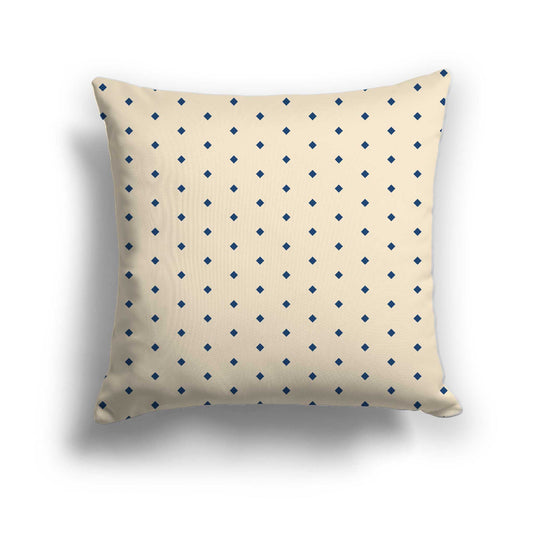 Beige Cotton Canvas Cushion Covers with Fine Royal Blue Diamonds on Front, CACU-CC-1295-111, 46 x 46 cm / 18 x 18 inches