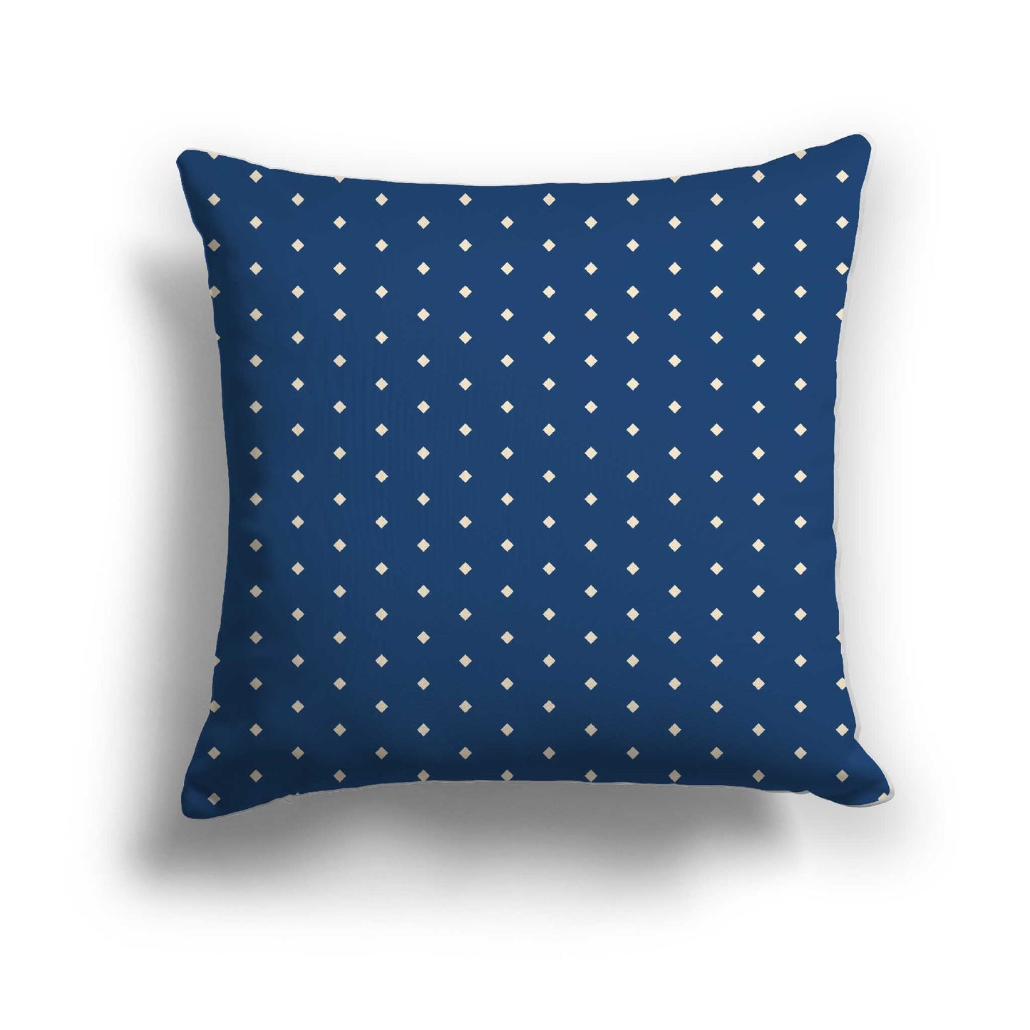 Royal Blue Cotton Canvas Cushion Covers with Fine Beige Diamonds on Front, CACU-CC-1295-112, 56 x 56 cm / 22 x 22 inches