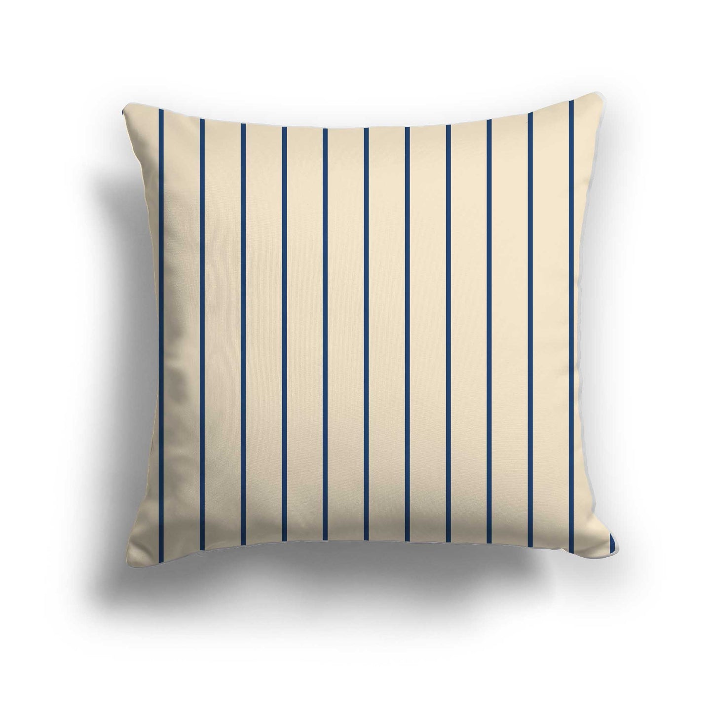 Beige Cotton Canvas Cushion Covers with Fine Royal Blue Stripes on Front, CACU-CC-1295-151, 46 x 46 cm / 18 x 18 inches