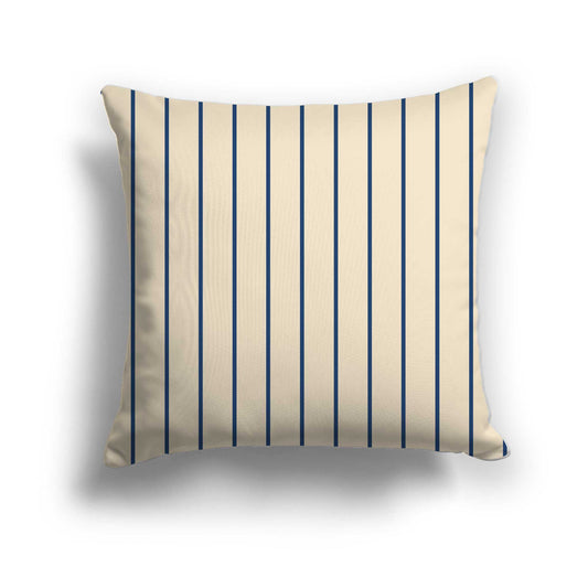 Beige Cotton Canvas Cushion Covers with Fine Royal Blue Stripes on Front, CACU-CC-1295-151, 46 x 46 cm / 18 x 18 inches
