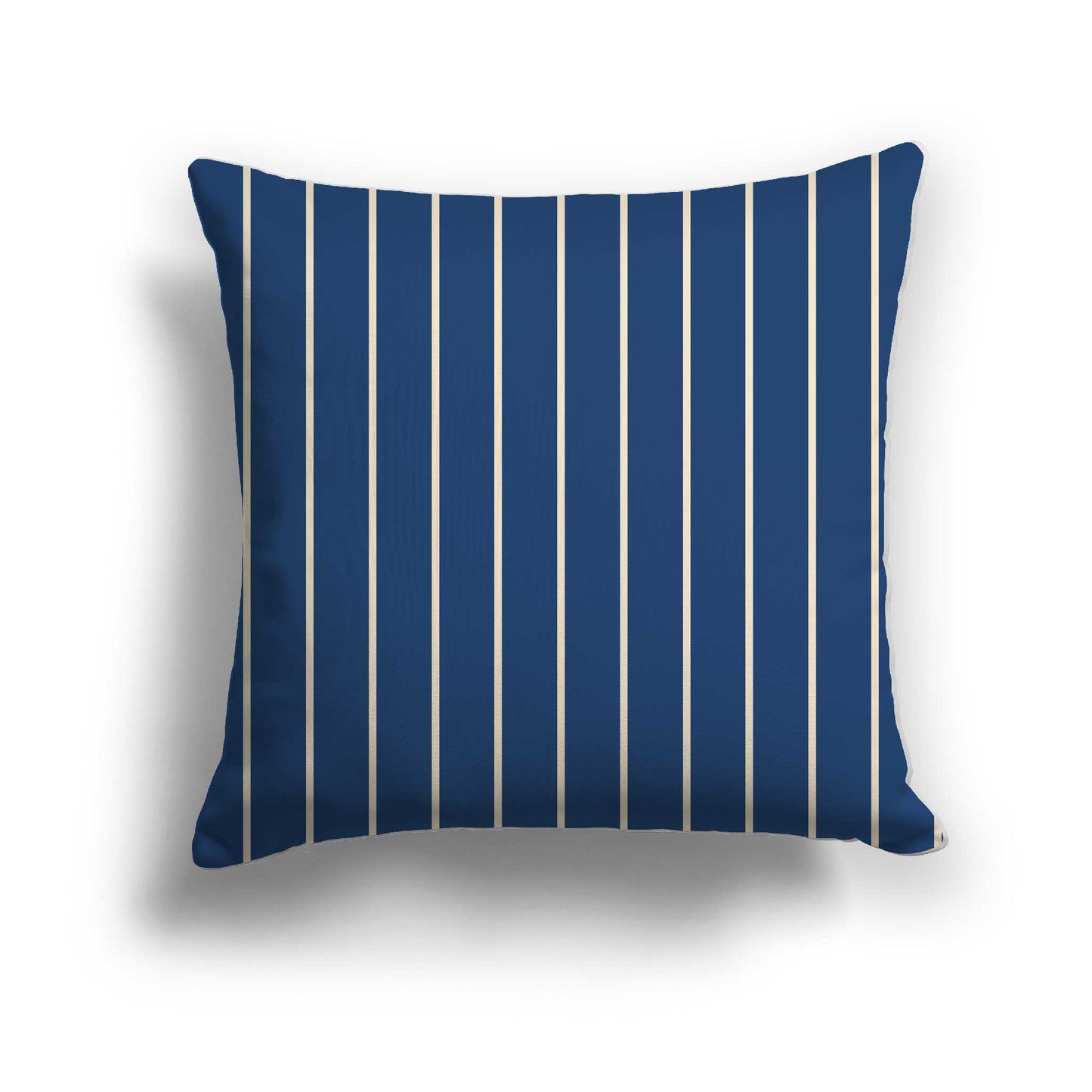 Royal Blue Cotton Canvas Cushion Covers with Fine Beige Stripes on Front, CACU-CC-1295-152, 46 x 46 cm / 18 x 18 inches
