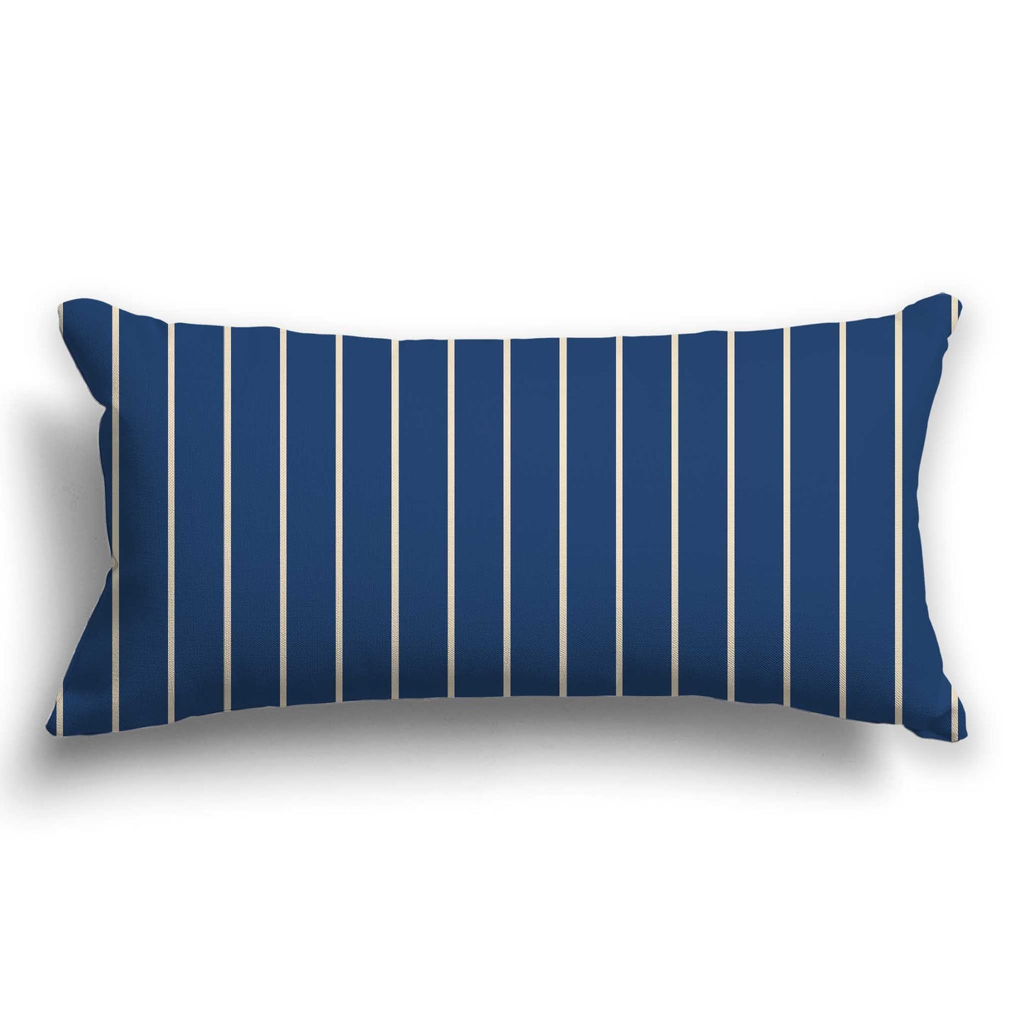 Royal Blue Cotton Canvas Cushion Covers with Fine Beige Stripes on Front, CACU-CC-1295-152, 61 x 30 cm / 24 x 12 inches
