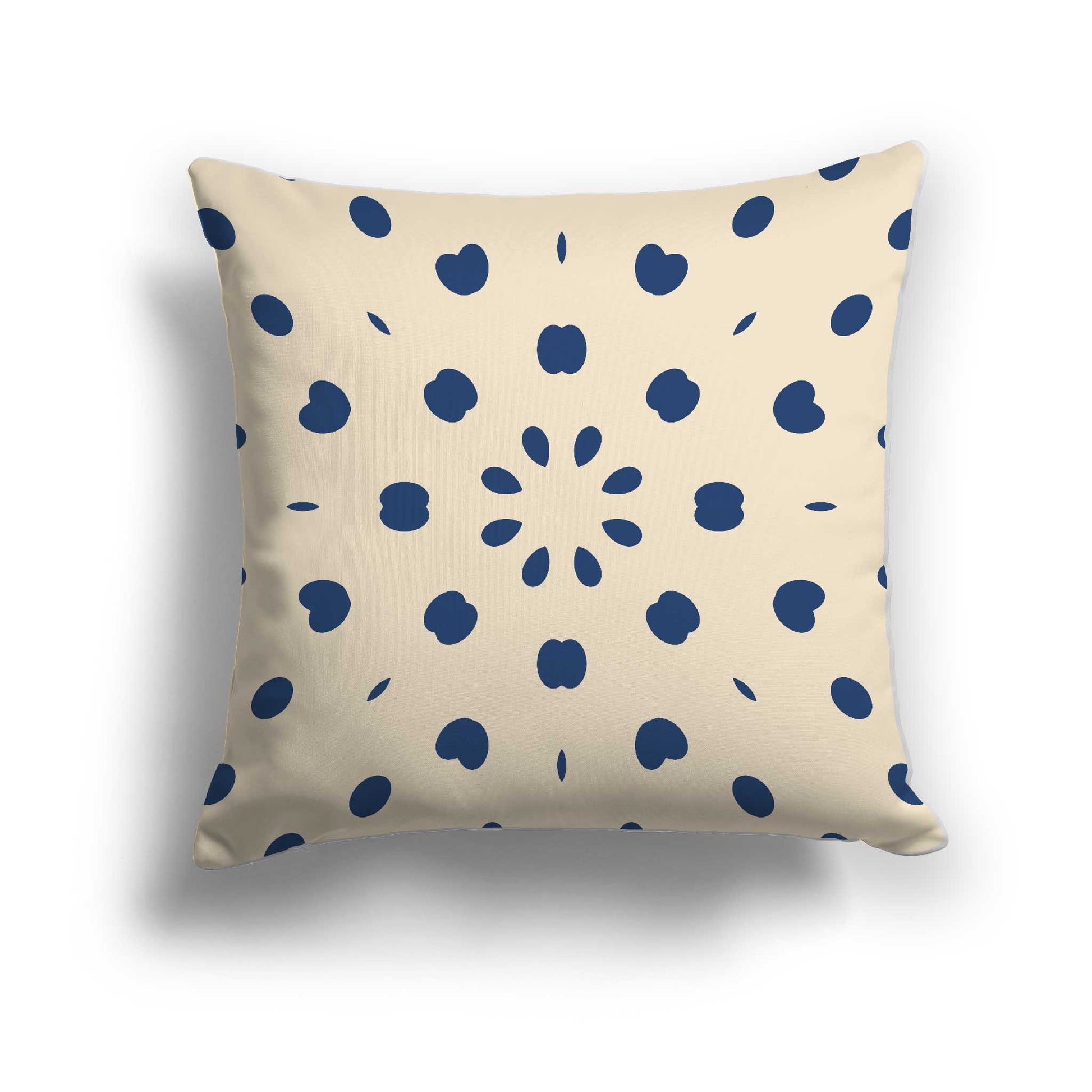 Beige Cotton Canvas Cushion Covers with Royal Blue Burst Pattern on Front, CACU-CC-1295-231, 46 x 46 cm / 18 x 18 inches