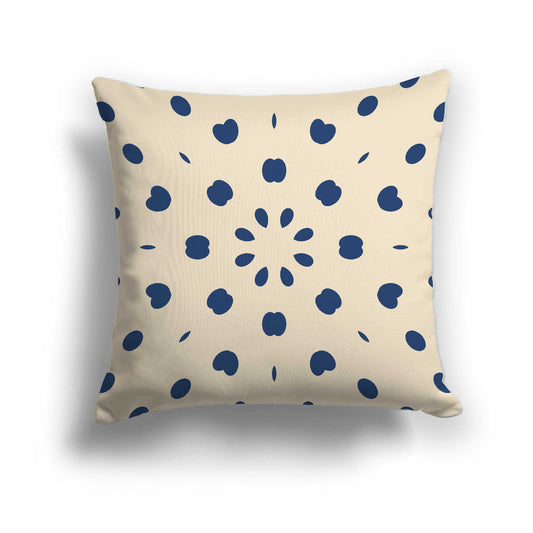 Beige Cotton Canvas Cushion Covers with Royal Blue Burst Pattern on Front, CACU-CC-1295-231, 46 x 46 cm / 18 x 18 inches