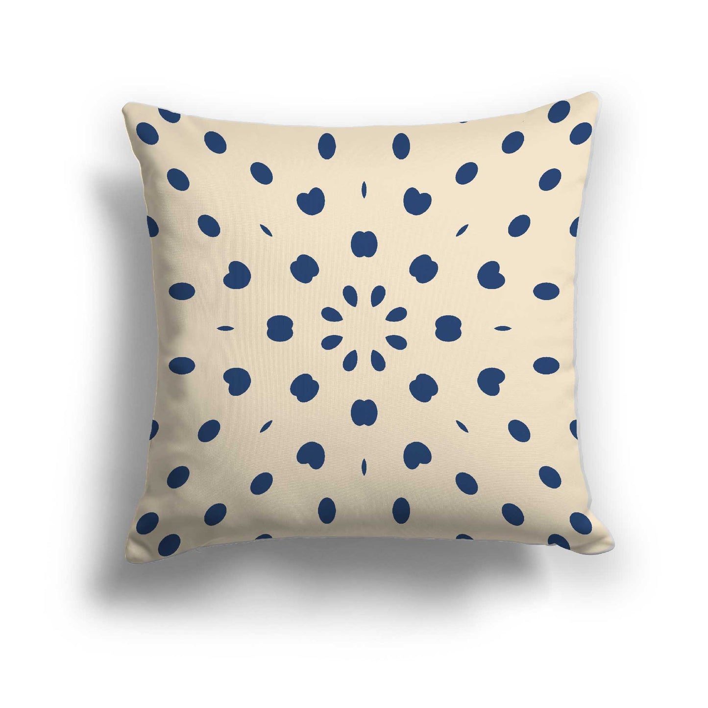 Beige Cotton Canvas Cushion Covers with Royal Blue Burst Pattern on Front, CACU-CC-1295-231, 56 x 56 cm / 22 x 22 inches