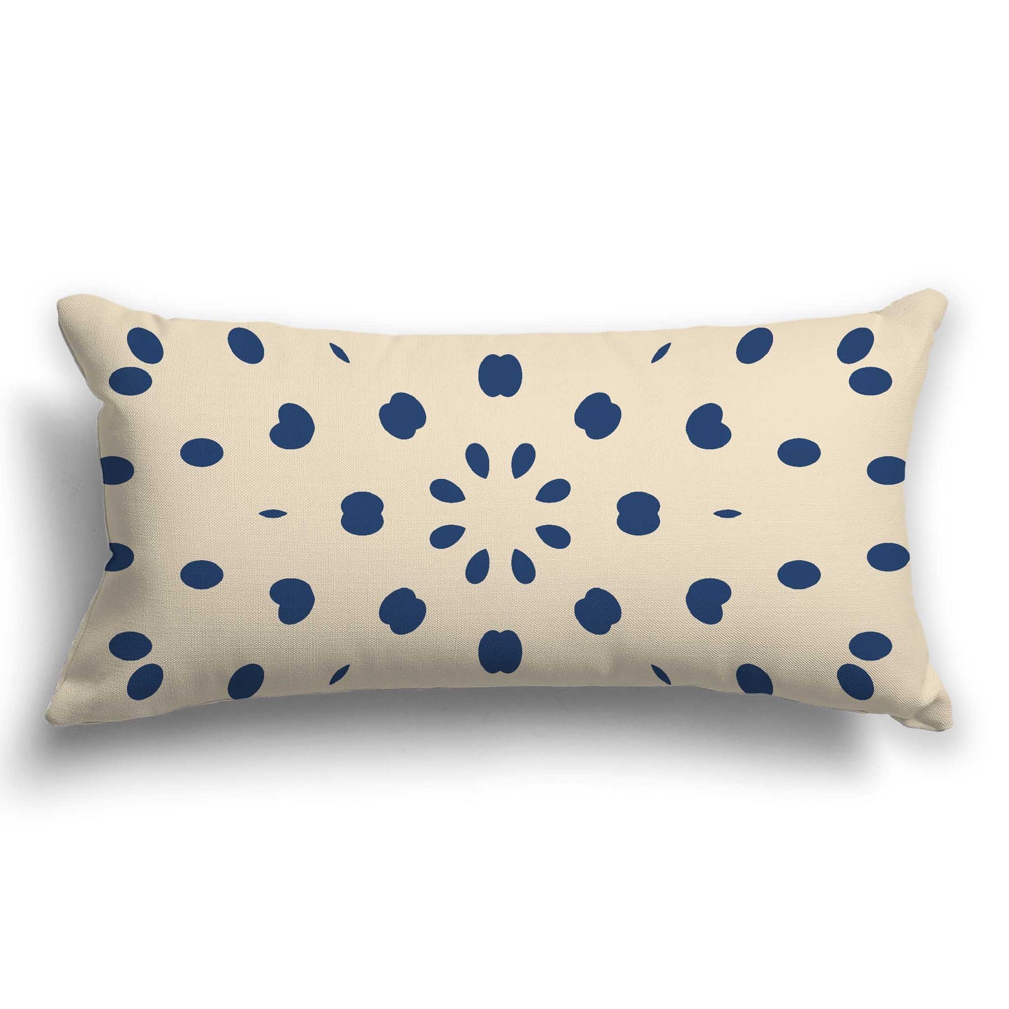 Beige Cotton Canvas Cushion Covers with Royal Blue Burst Pattern on Front, CACU-CC-1295-231, 61 x 30 cm / 24 x 12 inches