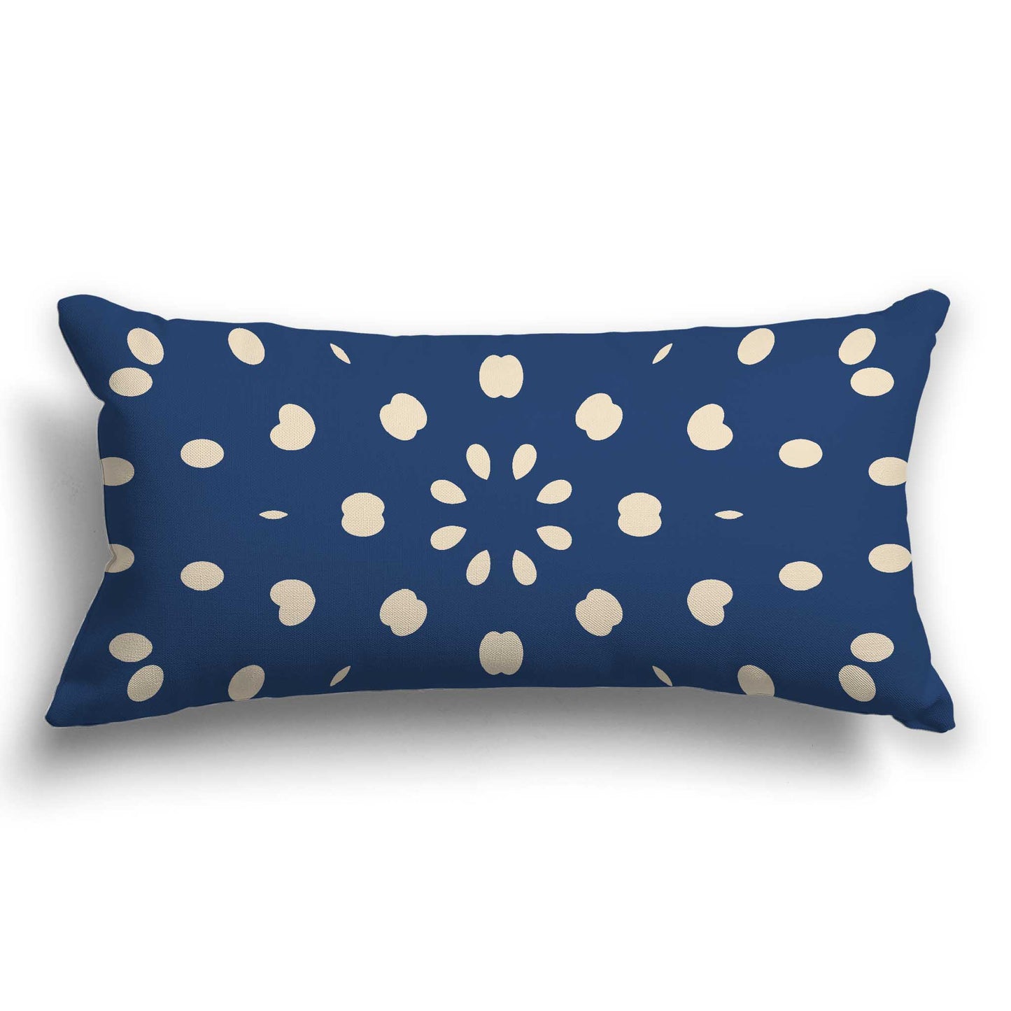 Royal Blue Cotton Canvas Cushion Covers with Beige Burst Pattern on Front, CACU-CC-1295-232, 61 x 30 cm / 24 x 12 inches