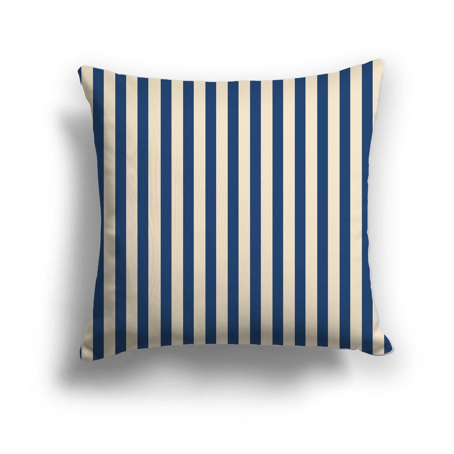 Beige Cotton Canvas Cushion Covers with Thin Royal Blue Bars on Front, CACU-CC-1295-241, 46 x 46 cm / 18 x 18 inches