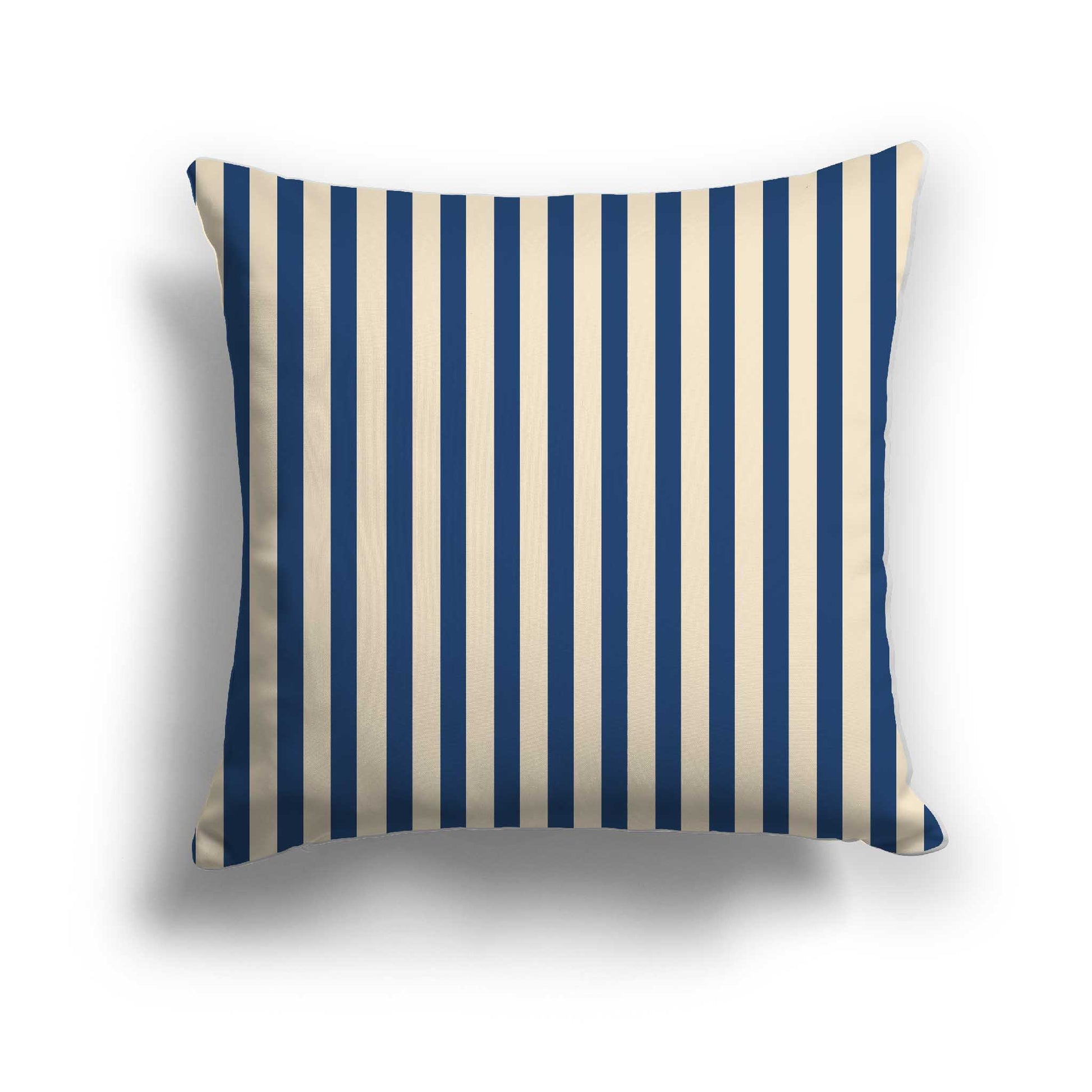Beige Cotton Canvas Cushion Covers with Thin Royal Blue Bars on Front, CACU-CC-1295-241, 46 x 46 cm / 18 x 18 inches
