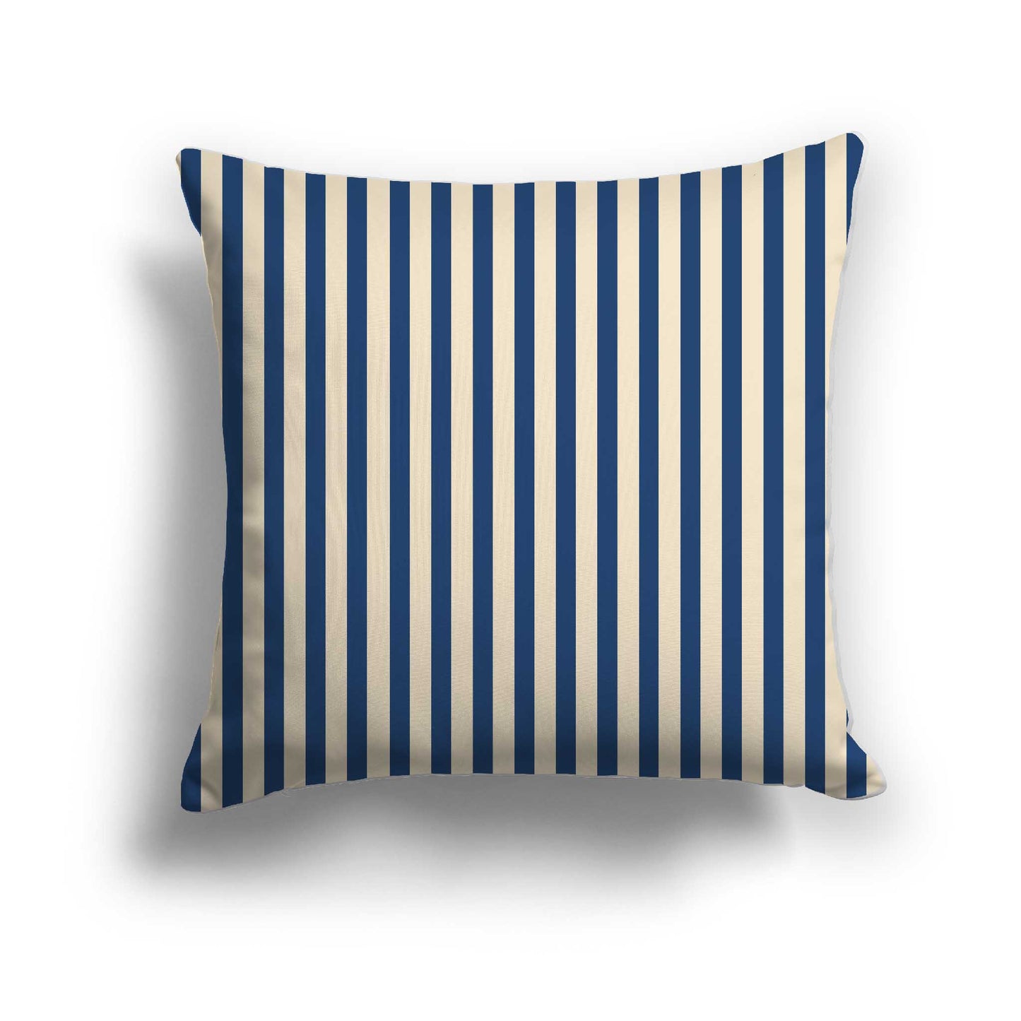 Beige Cotton Canvas Cushion Covers with Thin Royal Blue Bars on Front, CACU-CC-1295-241, 56 x 56 cm / 22 x 22 inches
