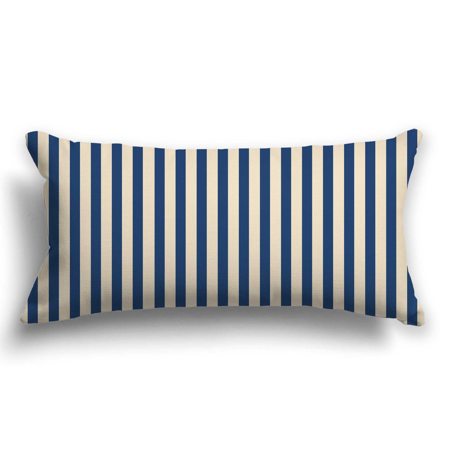 Beige Cotton Canvas Cushion Covers with Thin Royal Blue Bars on Front, CACU-CC-1295-241, 61 x 30 cm / 24 x 12 inches