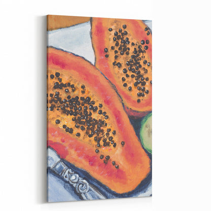 Papaya & Avocados Fine Art Canvas Print | Right Crop | 35 x 56 inches