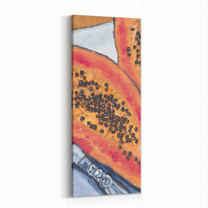 Papaya & Avocados #2105-001 Fine Art Stretched Canvas Print - Vertical Left Crop Layout, 1.5-Inch Gallery Wrap