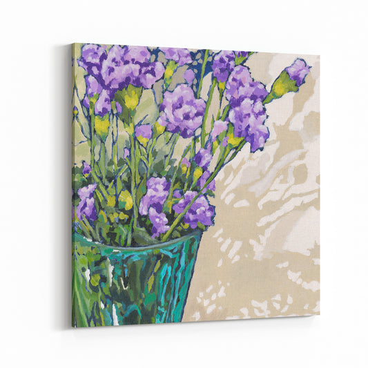 Fine Art Canvas Print - 24x24 30x30 36x36 40x40 42x42 44x44 48x48 inches | Mauve Carnations in Acrylic, CPS-1070