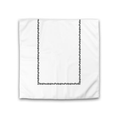 Off-White Cotton Sateen Duvet Cover, Black Hand-painted Dab Motif Print, Classic Border, CSDU-1010-091, Double - 206 x 206 cm / 81 x 81 inches