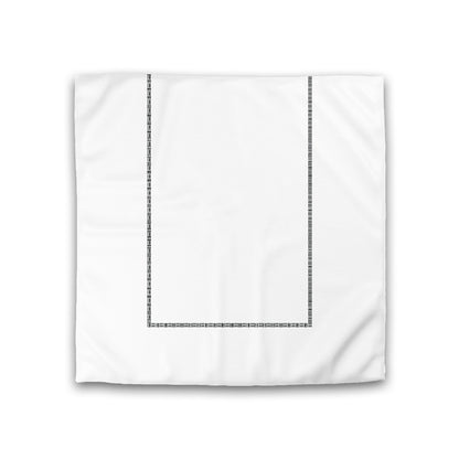 Off-White Cotton Sateen Duvet Cover, Black Single Weave Motif Print, Classic Border, CSDU-1010-141, Double - 206 x 206 cm / 81 x 81 inches