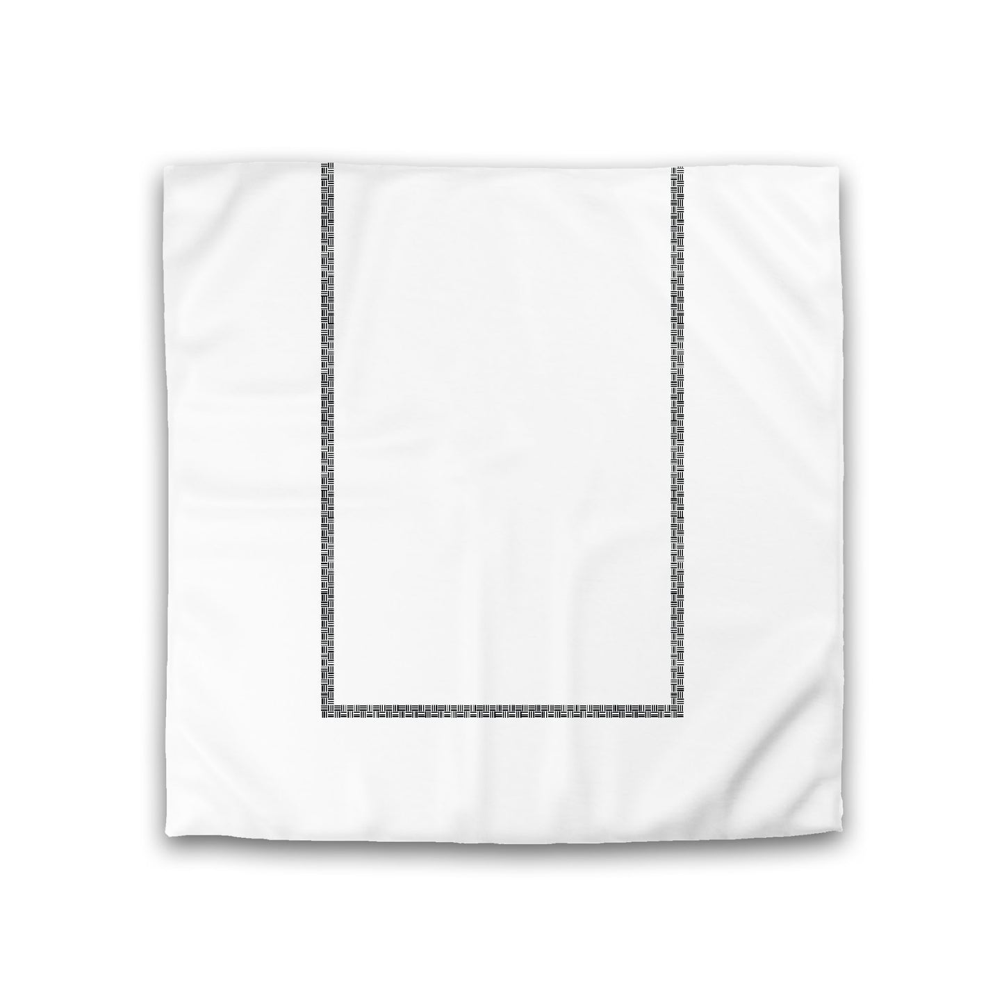 Off-White Cotton Sateen Duvet Cover, Black Double Weave Motif Print, Classic Border, CSDU-1010-143, Double - 206 x 206 cm / 81 x 81 inches