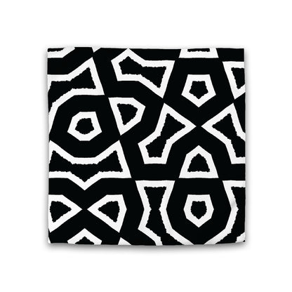 Black Cotton Sateen Duvet Cover, Bold Off-White Graphic, CSDU-1010-392, Double - 206 x 206 cm / 81 x 81 inches