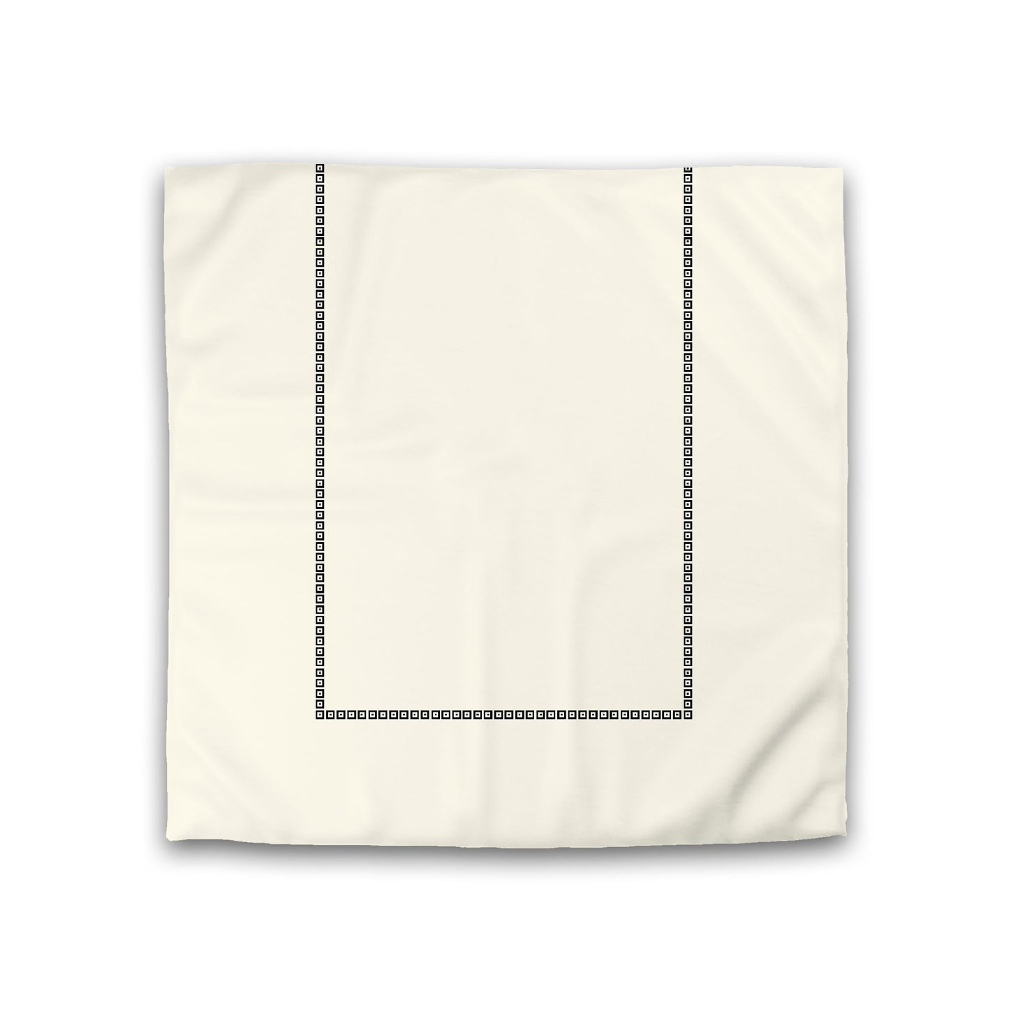 Pale Cream Cotton Sateen Duvet Cover, Black Repeating Square Motif Print, Classic Border, CSDU-1013-121, Double - 206 x 206 cm / 81 x 81 inches