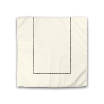 Pale Cream Cotton Sateen Duvet Cover, Black Single Weave Motif Print, Classic Border, CSDU-1013-141, Double - 206 x 206 cm / 81 x 81 inches