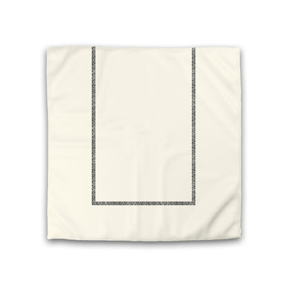 Pale Cream Cotton Sateen Duvet Cover, Black Double Weave Motif Print, Classic Border, CSDU-1013-143, Double - 206 x 206 cm / 81 x 81 inches