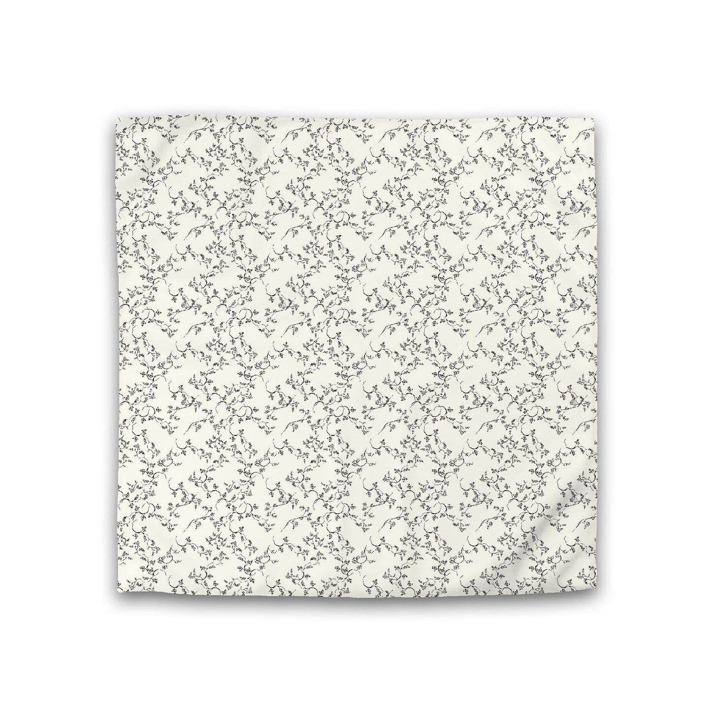 Pale Cream Cotton Sateen Duvet Cover, Black Hand-painted Vine Print, CSDU-1013-181, Double - 206 x 206 cm / 81 x 81 inches