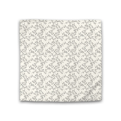 Pale Cream Cotton Sateen Duvet Cover, Black Hand-painted Vine Print, CSDU-1013-181, Double - 206 x 206 cm / 81 x 81 inches