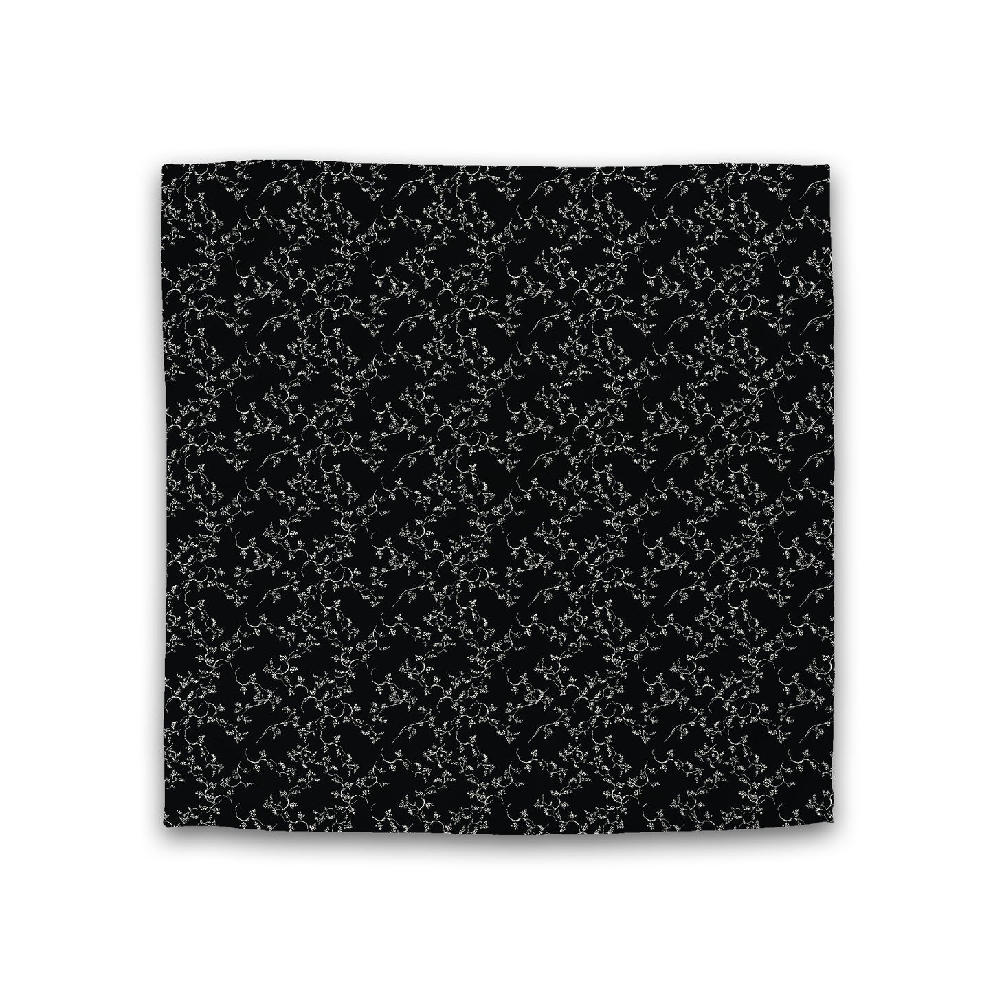 Black Cotton Sateen Duvet Cover, Pale Cream Hand-painted Vine Print, CSDU-1013-182, Double - 206 x 206 cm / 81 x 81 inches