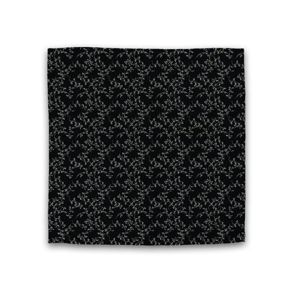 Black Cotton Sateen Duvet Cover, Pale Cream Hand-painted Vine Print, CSDU-1013-182, Double - 206 x 206 cm / 81 x 81 inches