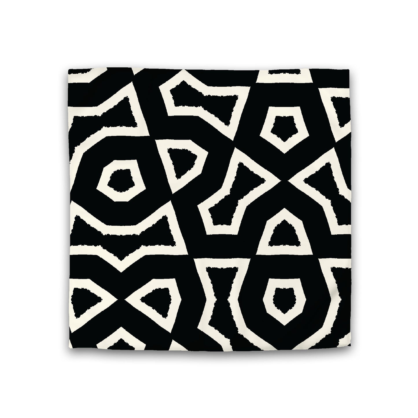 Black Cotton Sateen Duvet Cover, Bold Pale Cream Graphic, CSDU-1013-392, Double - 206 x 206 cm / 81 x 81 inches