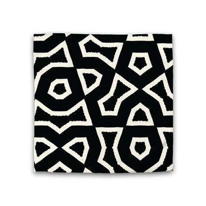 Black Cotton Sateen Duvet Cover, Bold Pale Cream Graphic, CSDU-1013-392, Double - 206 x 206 cm / 81 x 81 inches