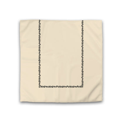 Beige Cotton Sateen Duvet Cover, Black Hand-painted Dab Motif Print, Classic Border, CSDU-1015-091, Double - 206 x 206 cm / 81 x 81 inches