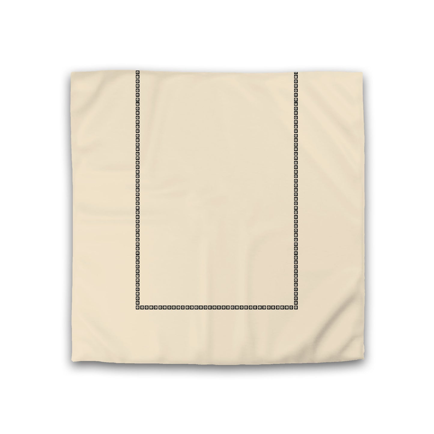 Beige Cotton Sateen Duvet Cover, Black Repeating Square Motif Print, Classic Border, CSDU-1015-121, Double - 206 x 206 cm / 81 x 81 inches