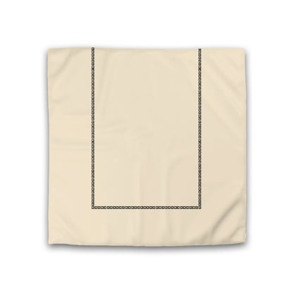 Beige Cotton Sateen Duvet Cover, Black Repeating Square Motif Print, Classic Border, CSDU-1015-121, Double - 206 x 206 cm / 81 x 81 inches