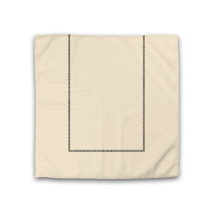 Beige Cotton Sateen Duvet Cover, Black Single Weave Motif Print, Classic Border, CSDU-1015-141, Double - 206 x 206 cm / 81 x 81 inches
