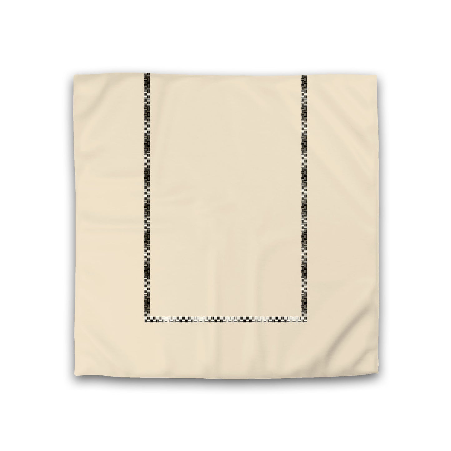Beige Cotton Sateen Duvet Cover, Black Double Weave Motif Print, Classic Border, CSDU-1015-143, Double - 206 x 206 cm / 81 x 81 inches
