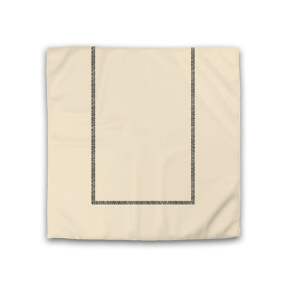 Beige Cotton Sateen Duvet Cover, Black Double Weave Motif Print, Classic Border, CSDU-1015-143, Double - 206 x 206 cm / 81 x 81 inches